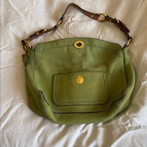 Coach Olive Green Shoulder Bag with Gold Accents